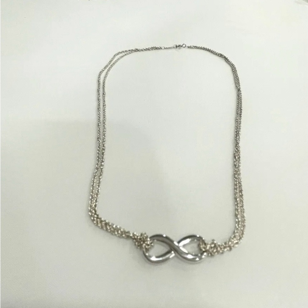 Tiffany & Co. Sterling Silver Infinity Pendant Double Strand Necklace